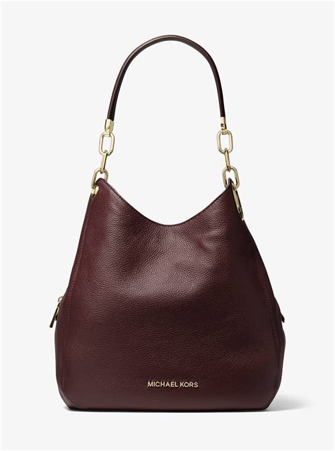 Lillie Large Pebbled Leather Shoulder Bag .